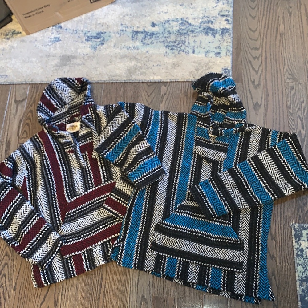 Two - Earth Ragz Hoodies / Unisex Large Blanket Sweater Pullover Multicolor